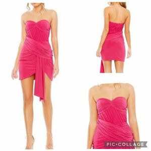 NWT  Mac Duggal 11565 Strapless Sweetheart Neckline Ruched Pink  Mini Sz 4